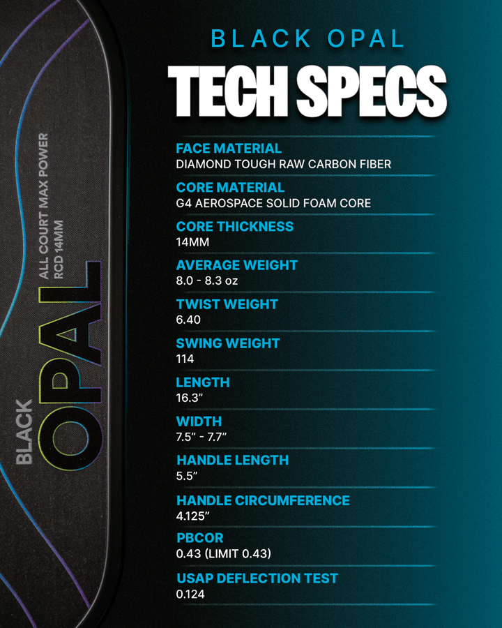 Six Zero - Black Opal 14mm Pickleball Paddle