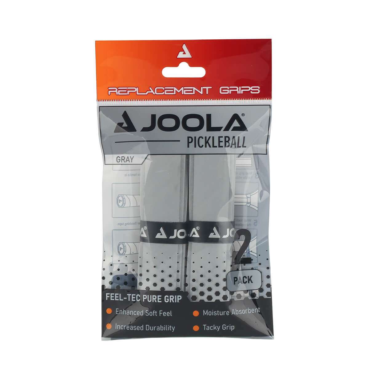 Joola - Replacement Gray Feel-Tec Pickleball Paddle Pure Grip - 2 Pack
