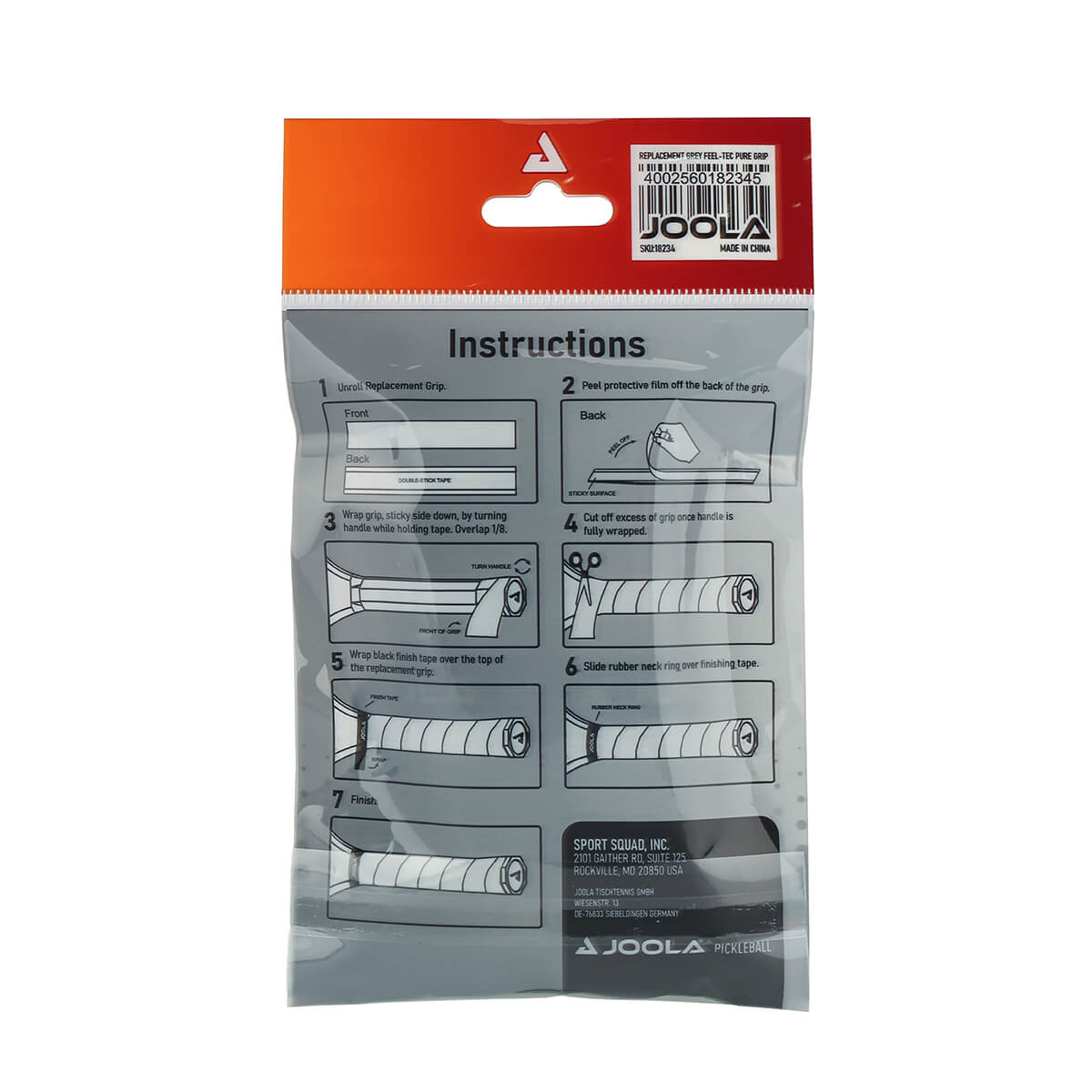 Joola - Replacement Gray Feel-Tec Pickleball Paddle Pure Grip - 2 Pack