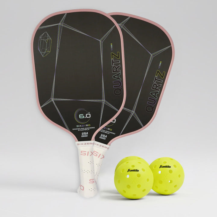 Six Zero Quartz Pickleball Paddle & Ball Bundle - Rose