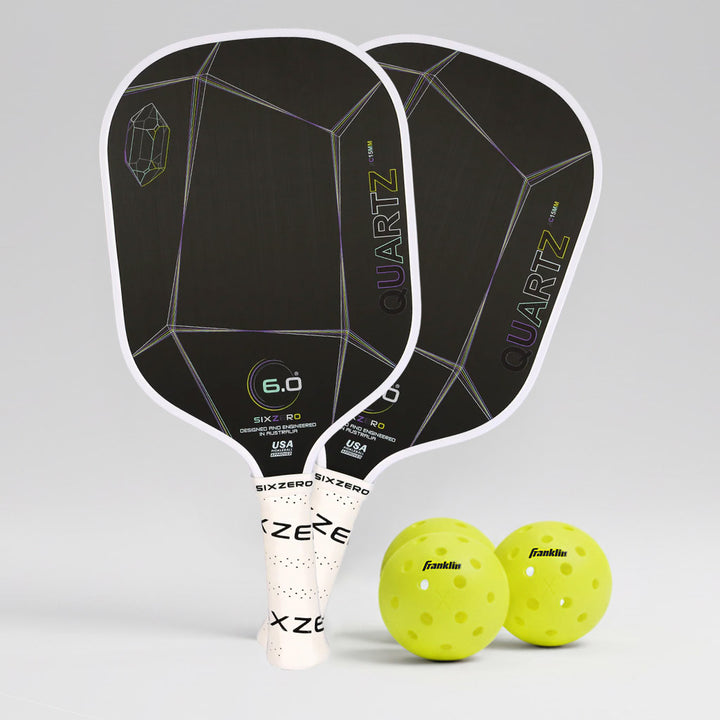 Six Zero Quartz Pickleball Paddle & Ball Bundle - White